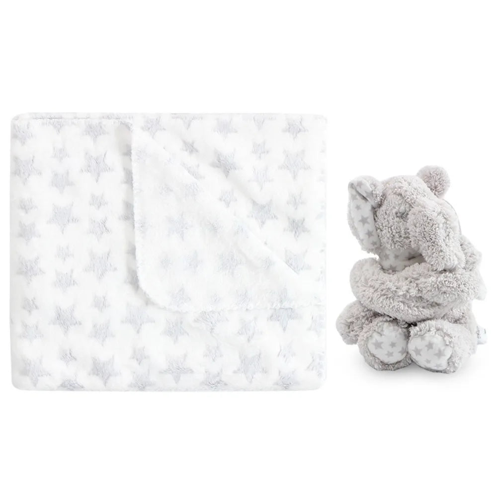couverture bébé chaude lot polaire corail gris éléphant