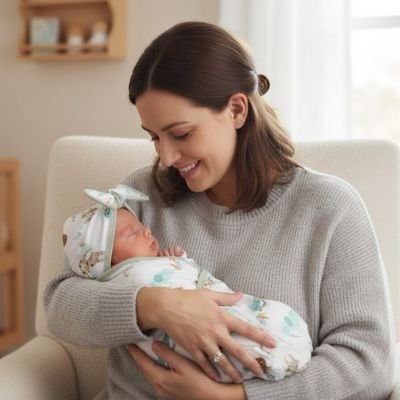 Couverture d'emmaillotage doux rêves fleurs bébé dort mama admire