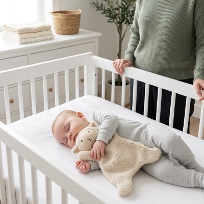 Doudou bebe petit agneau doux bébé dort mama surveille