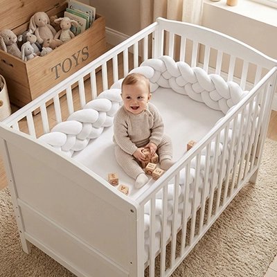 Tour de lit tressé douceur sécurisante respirante bébé assis