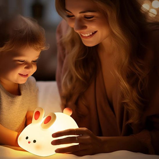 veilleuse bébé lapin maman et fils