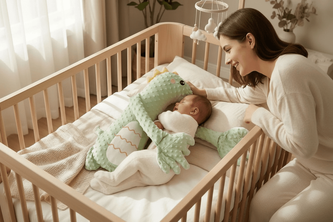 peluche qui tapote bébé Dino anti-colique bébé dort maman soulagée