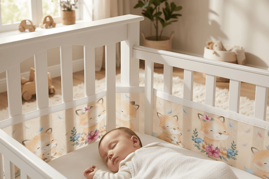 tour de lit respirant maille 3d renardeau bébé dort paisiblement