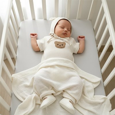 Barboteuse coton bio confort mignon beige bébé dort