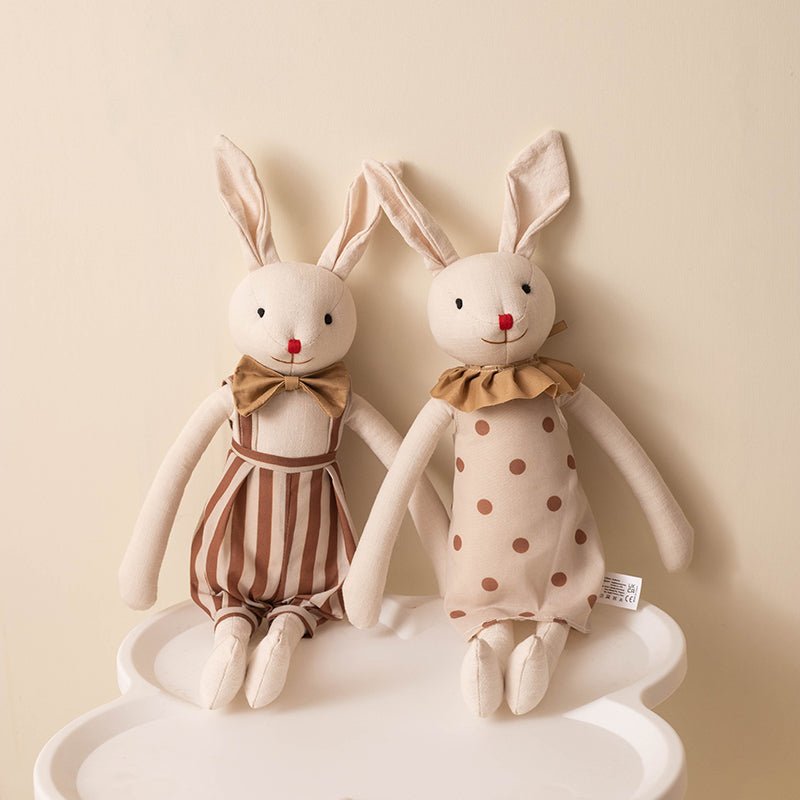 Doudou lapin lapinou artisanal coton doux duo mains