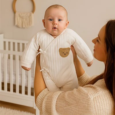 barboteuse bébé coton côtelé doudou bébé bras maman