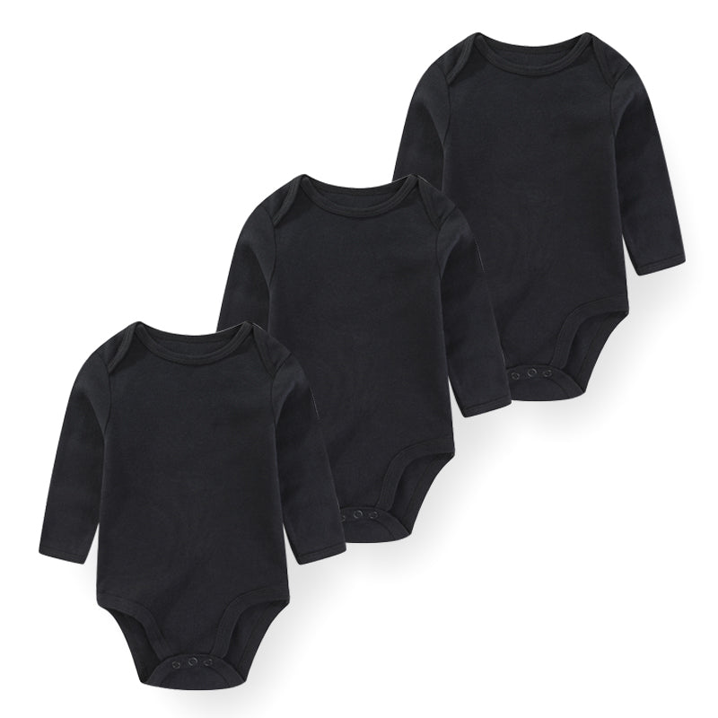barboteuse bébé longues manches coton doux lot trois noir