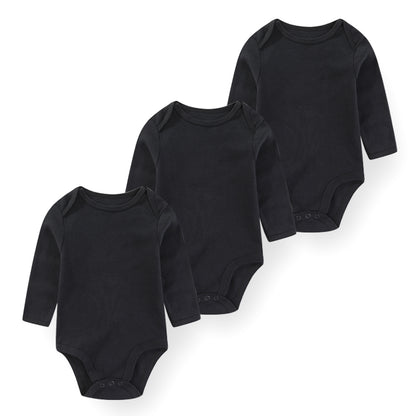 barboteuse bébé longues manches coton doux lot trois noir