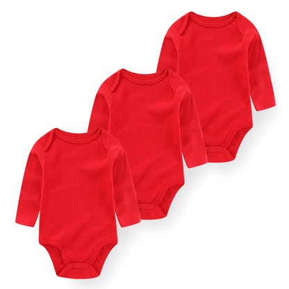 barboteuse bébé longues manches coton doux lot trois rouge