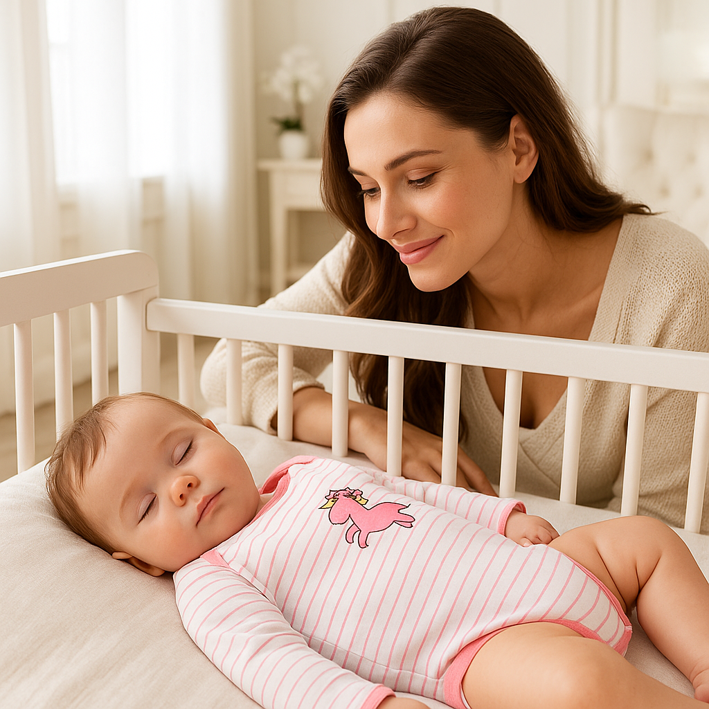 barboteuse bébé longues manches coton rose bébé dort mama admire