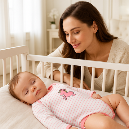 barboteuse bébé longues manches coton rose bébé dort mama admire