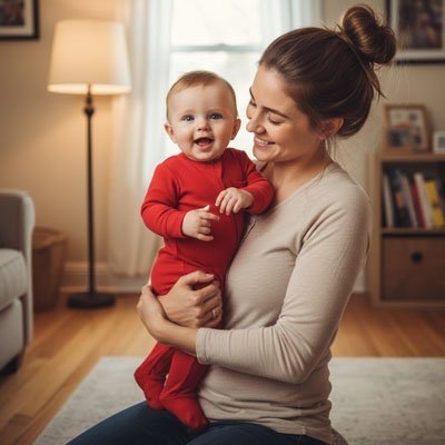 Barboteuse​ coton confort premium rouge bébé joyeux maman