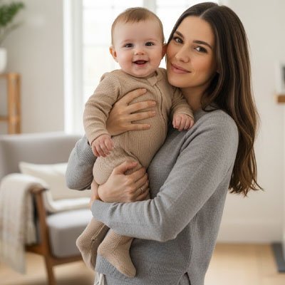 Barboteuse​ douceur pratico pratique marron bébé content mama