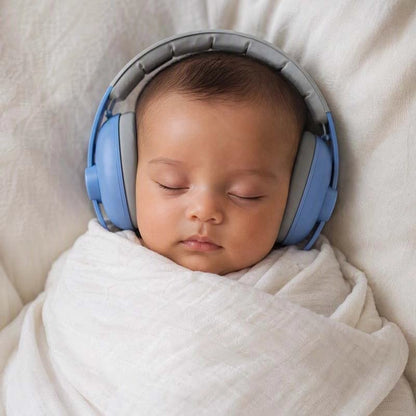 Casque anti bruit bébé protection sérénité bleu bébé dort