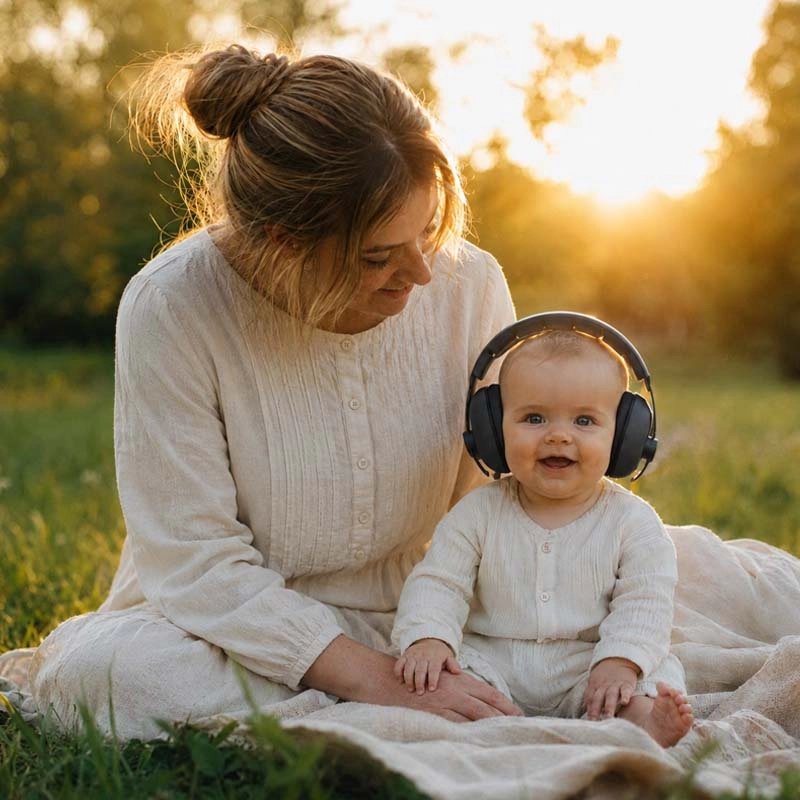 Casque anti bruit bébé protection sérénité noir bébé mama nature