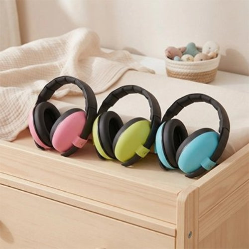 Casque anti bruit bébé trois couleurs rose, vert, bleu 