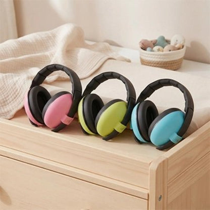 Casque anti bruit bébé trois couleurs rose, vert, bleu 