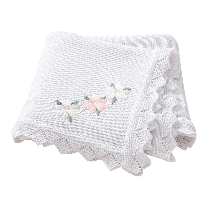 couverture bébé brodée élégante blanche