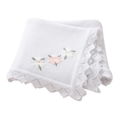 couverture bébé brodée élégante blanche