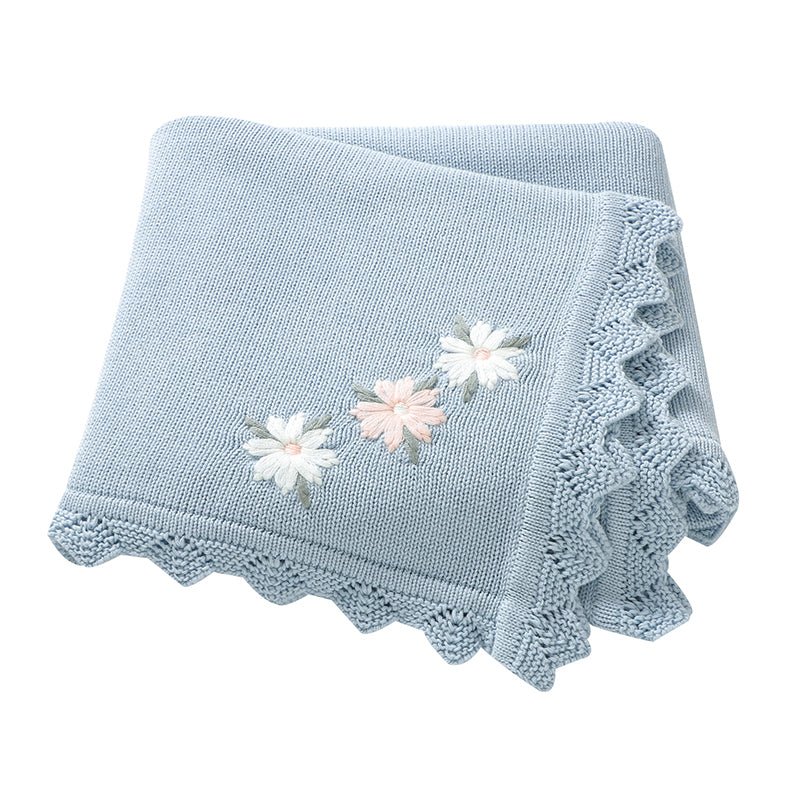 couverture bébé brodée élégante bleu