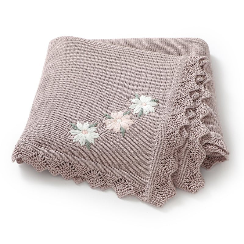 couverture bébé brodée élégante grise 