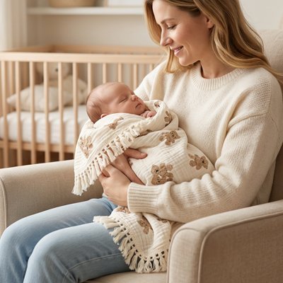 Couverture bébé douce chaude ours bébé bras maman