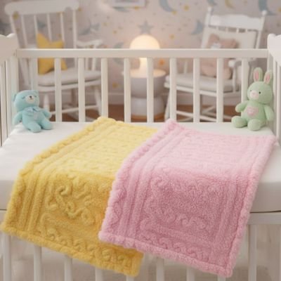 Couverture bébé doudou bio couleur jaune rose