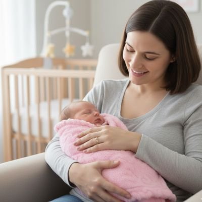 Couverture bébé doudou bio rose bébé dort bras mama