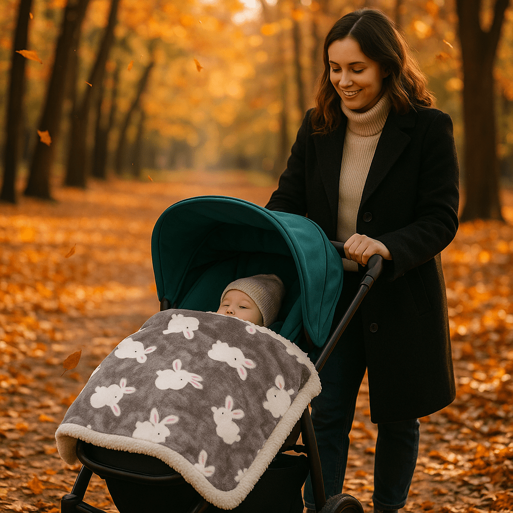 couverture bébé lapereau mama promène bébé couvert parc