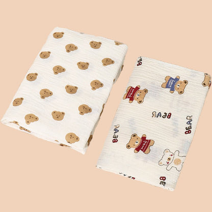 couverture bebe Mousseline 2 pièces tête ours & jeune ours