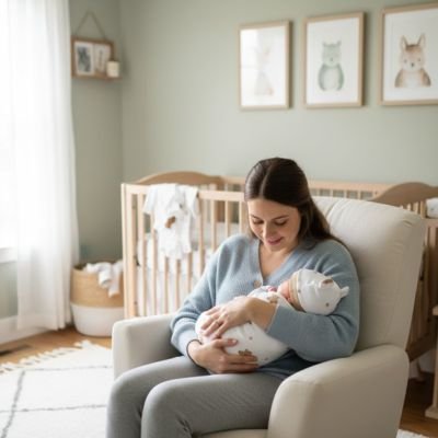 Couverture d'emmaillotage berceuse rassurante ours bébé dort bras mama