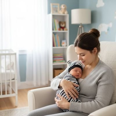 Couverture d'emmaillotage berceuse rassurante zèbre bébé dort poitrine mama