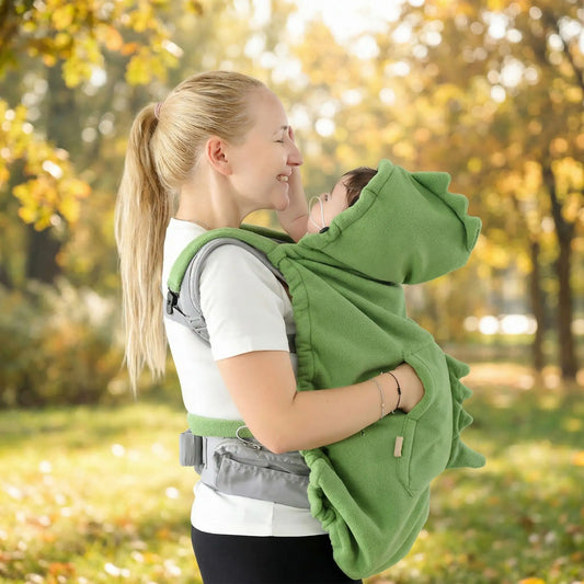 couverture douce bébé cape dinosaure vert mama porte bébé