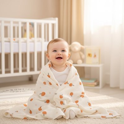 Couverture douce bébé champignons bébé assis couvert
