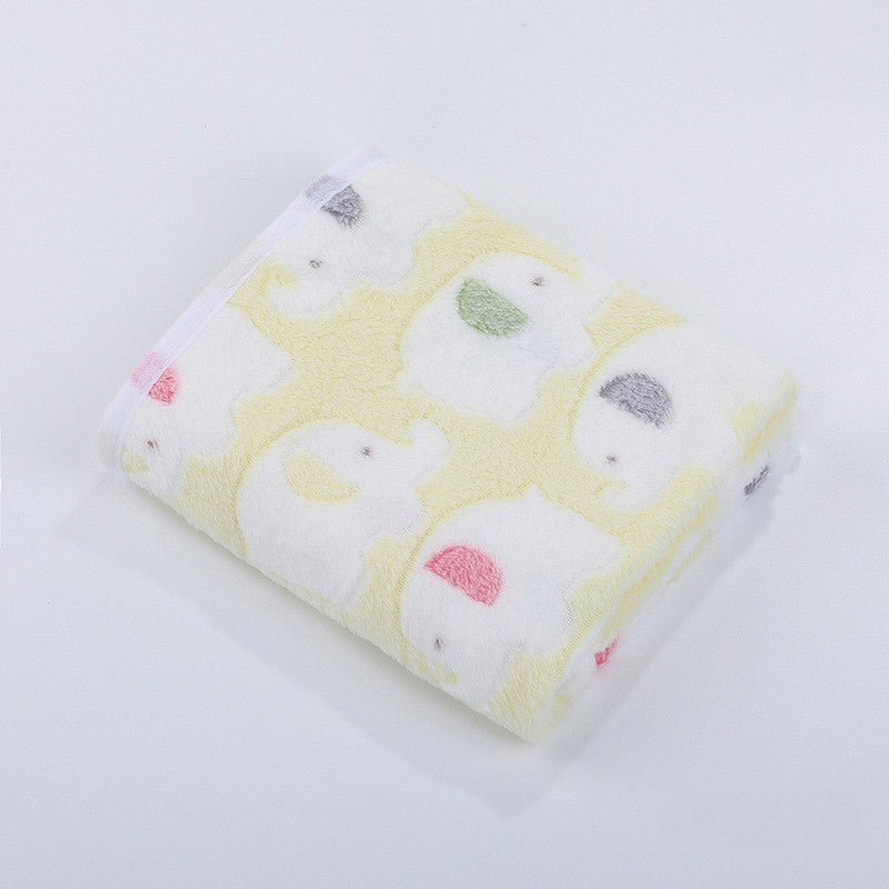 couverture douce bebe éléphant polaire corail jaune