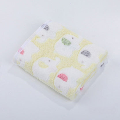 couverture douce bebe éléphant polaire corail jaune