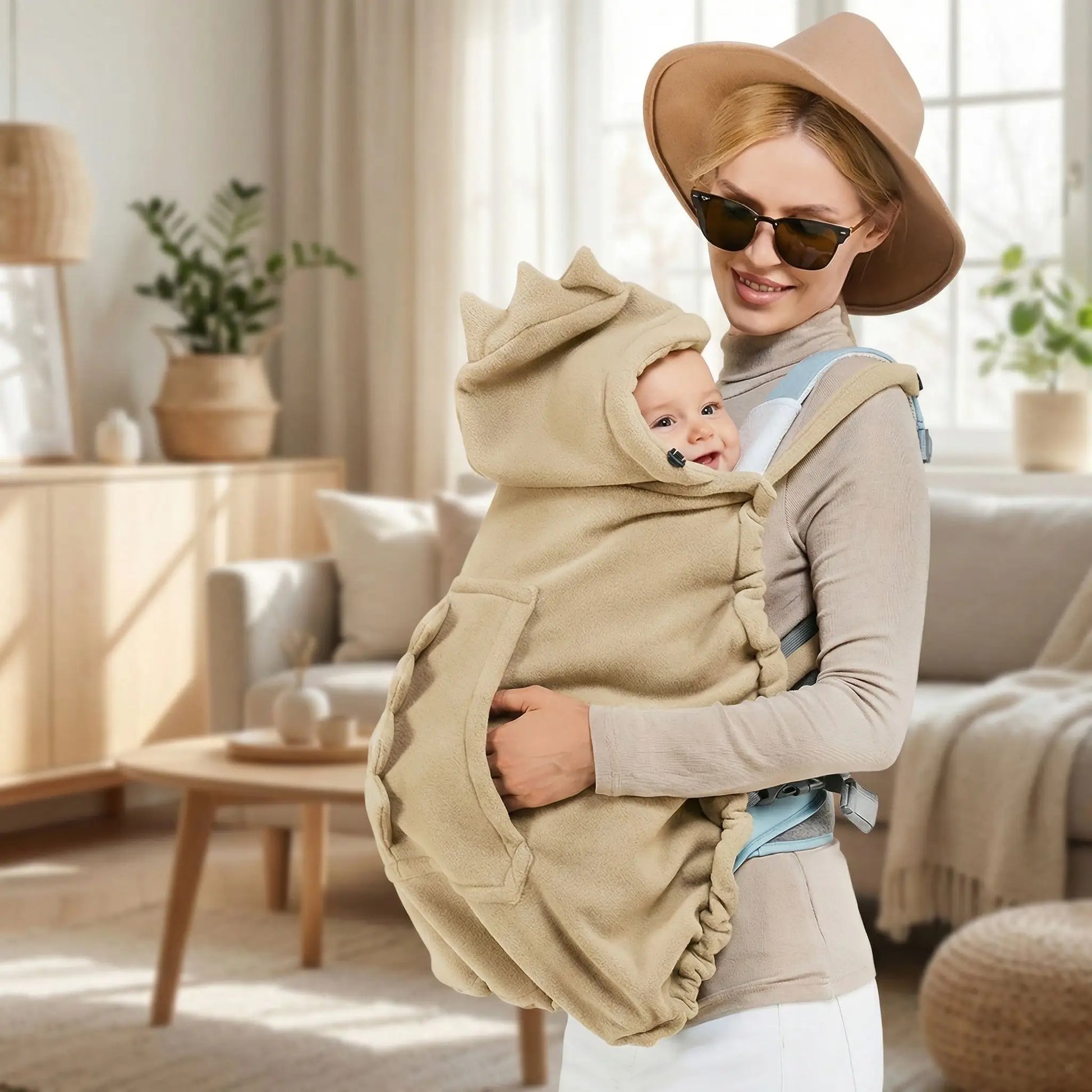 couverture douce bébé cape dinosaure kaki mama porte bébé