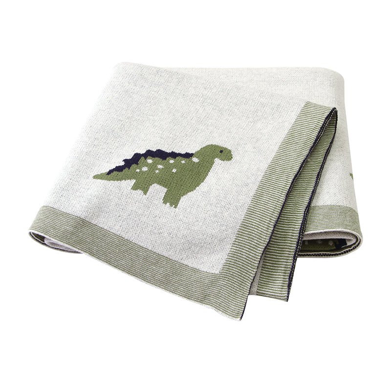 couverture en laine pour bebe dinosaure gris