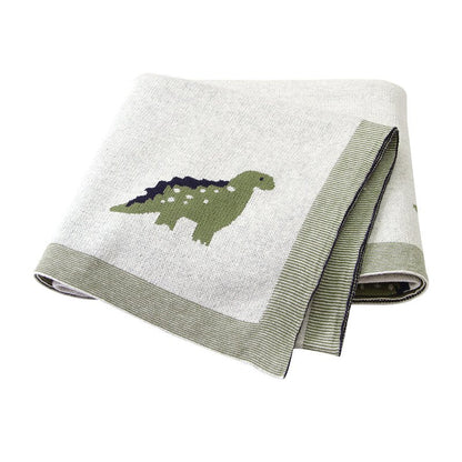 couverture en laine pour bebe dinosaure gris