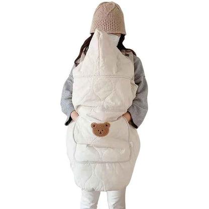 couverture porte bébé chaude imperméable à capuche Ours blanc