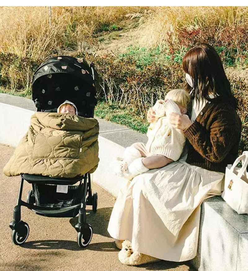 couverture porte bébé chaude imperméable à capuche Ours brun bébé poussette