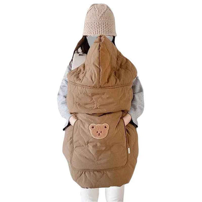 couverture porte bébé chaude imperméable à capuche Ours brun 