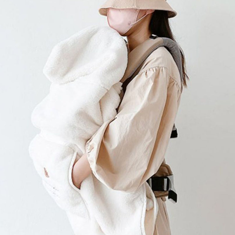 couverture porte bebe microfibre cocon blanc portage vue côté