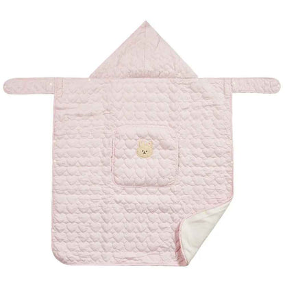 couverture porte bébé polaire capuche coupe vent lapin rose