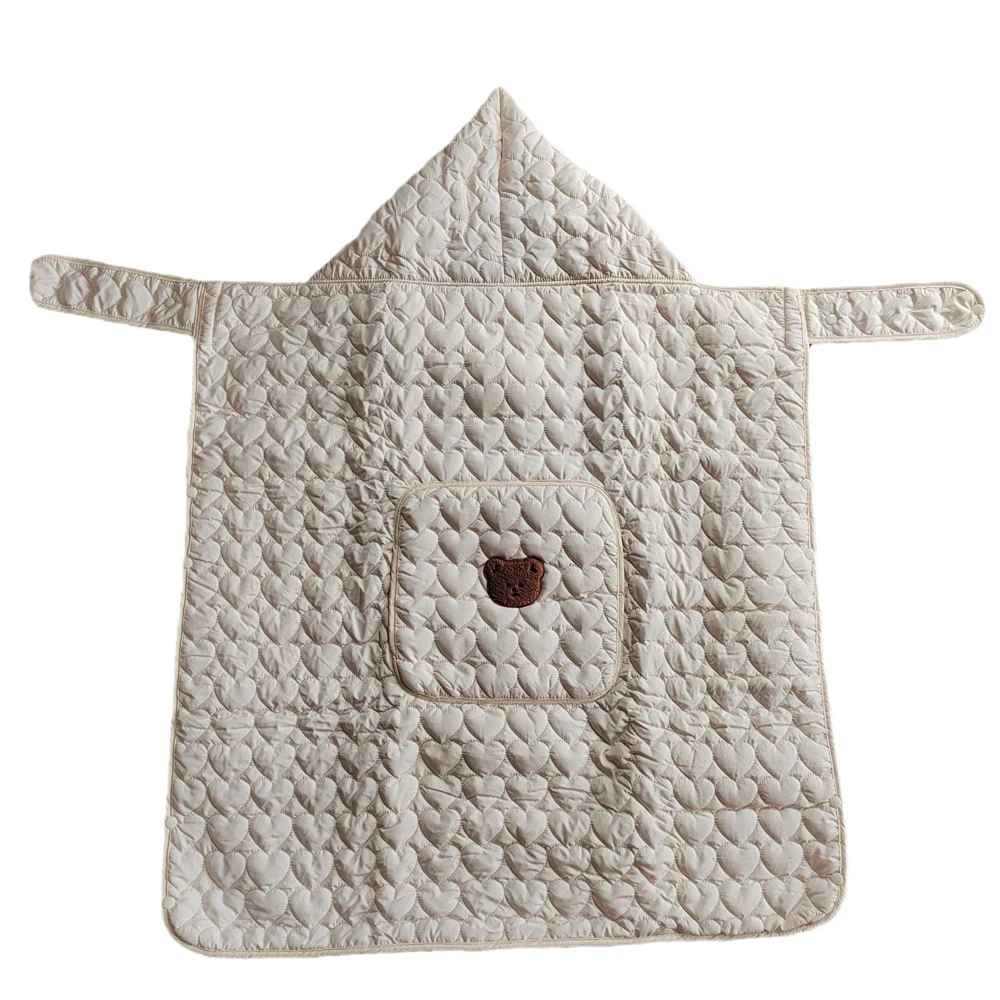couverture porte bébé polaire capuche coupe vent ours gris