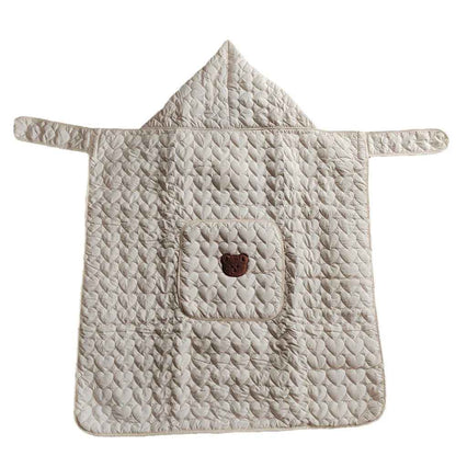 couverture porte bébé polaire capuche coupe vent ours gris