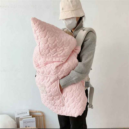 couverture porte bébé polaire capuche coupe vent rose mama porte bébé