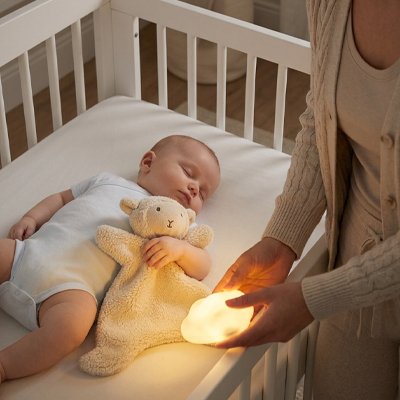 Doudou bebe petit agneau doux bébé dort voyage veilleuse