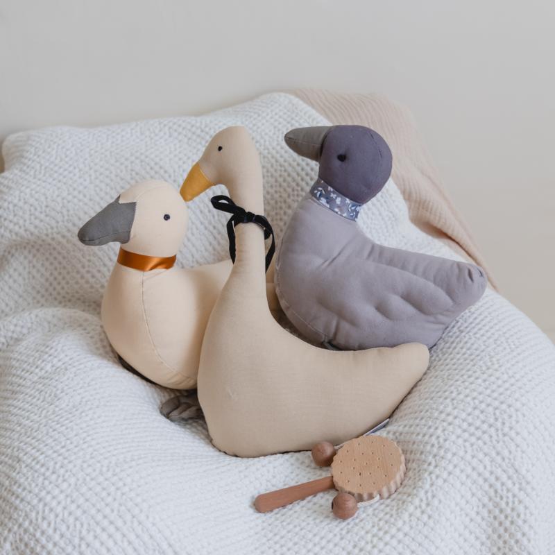 doudou canard jaune gris