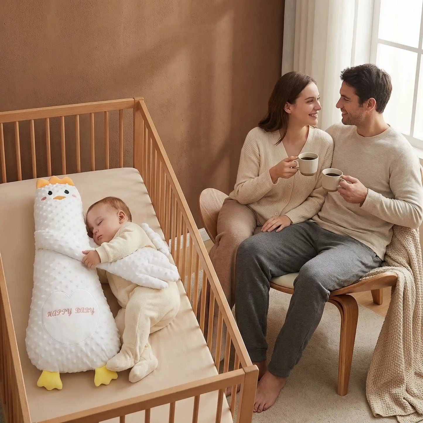 doudou canard qui tapote bébé dort mama papa café
